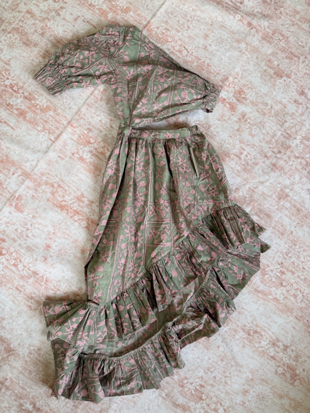 Cleobella Pink and Green Printed Waistband Skirt